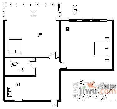 五洋运河人家1室1厅1卫40㎡户型图