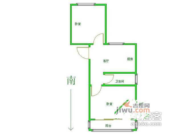 蚕花园永宁坊2室1厅1卫125㎡户型图