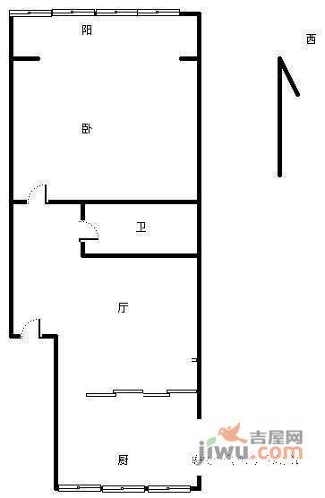 采荷东区1室1厅1卫42㎡户型图