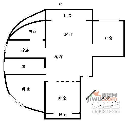 盛元慧谷2室2厅1卫98㎡户型图