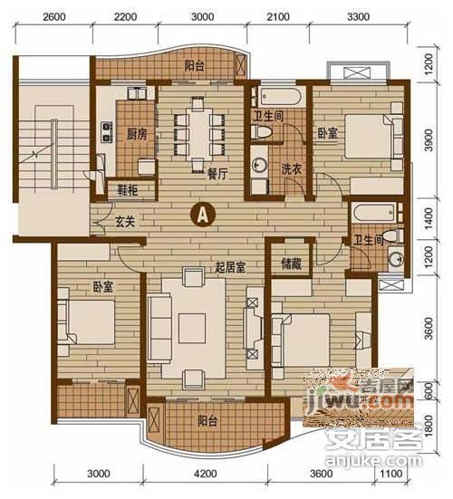 盛元慧谷3室2厅2卫166㎡户型图