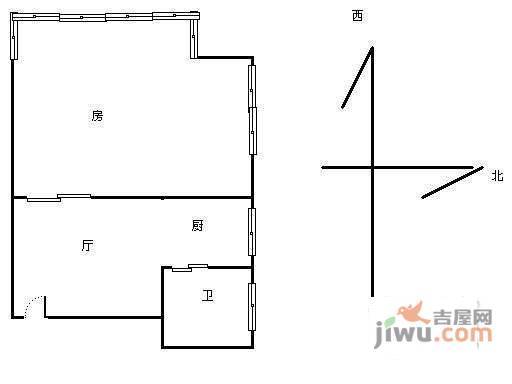 金都花园1室1厅1卫41㎡户型图