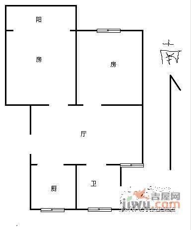 金都花园2室2厅1卫89㎡户型图