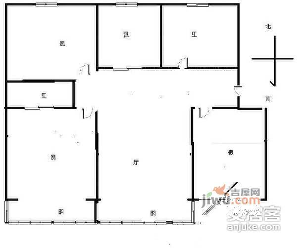 金都花园3室2厅2卫120㎡户型图