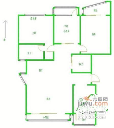 世贸丽晶城3室2厅2卫158㎡户型图