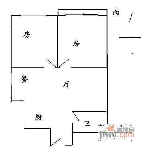 世贸丽晶城2室2厅1卫89㎡户型图