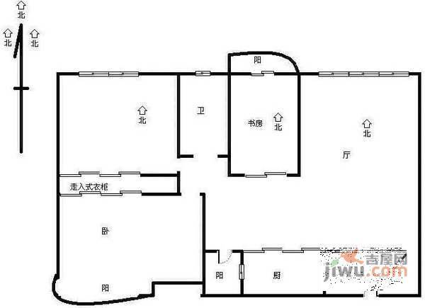 世贸丽晶城3室1厅2卫121㎡户型图