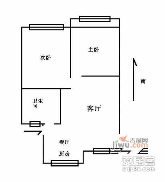 三里新城兰苑2室2厅1卫90㎡户型图