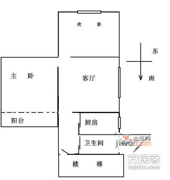 外东山弄小区2室1厅1卫64㎡户型图