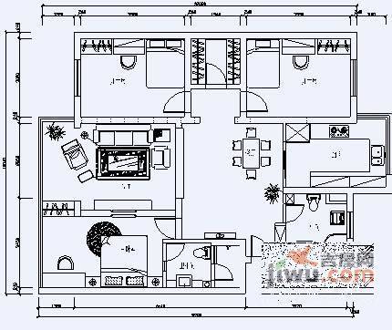 外东山弄小区3室2厅2卫120㎡户型图