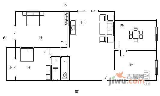 外东山弄小区2室1厅1卫64㎡户型图