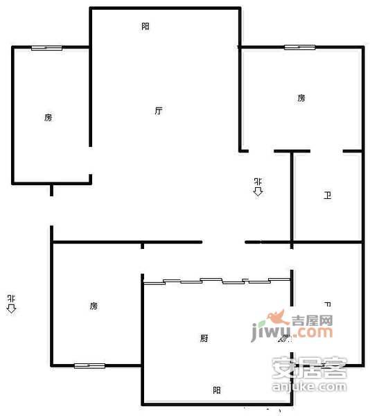 外东山弄小区3室2厅1卫127㎡户型图