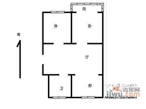 外东山弄小区2室1厅1卫64㎡户型图