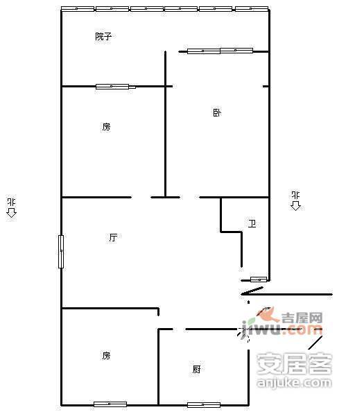 外东山弄小区3室1厅1卫76㎡户型图