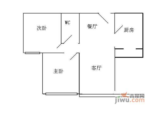 现代名苑2室2厅1卫106㎡户型图