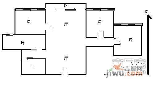 现代名苑3室2厅2卫148㎡户型图