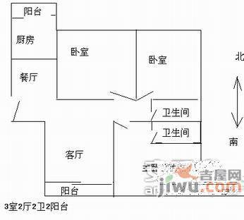 现代名苑3室2厅2卫148㎡户型图