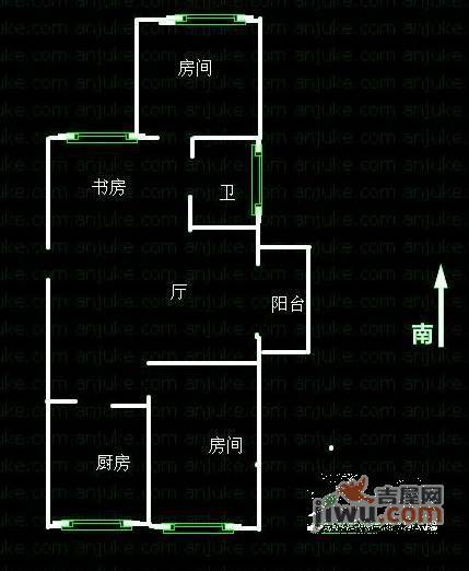 华元芳满庭2室1厅1卫89㎡户型图