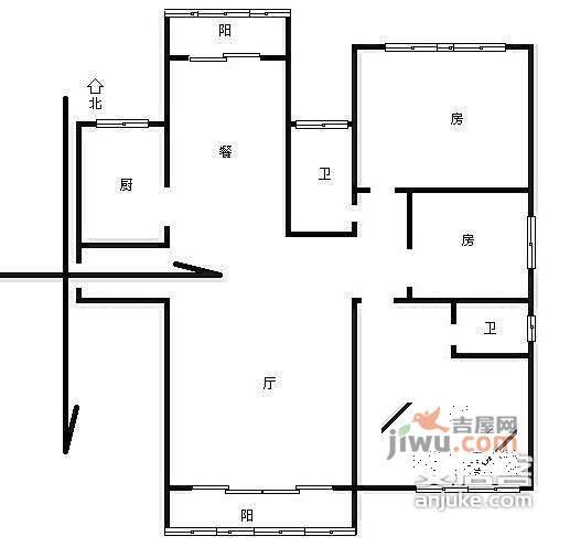 嘉泰馨庭3室2厅1卫124㎡户型图