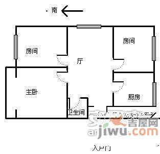 圆梦园别墅2室2厅1卫88㎡户型图