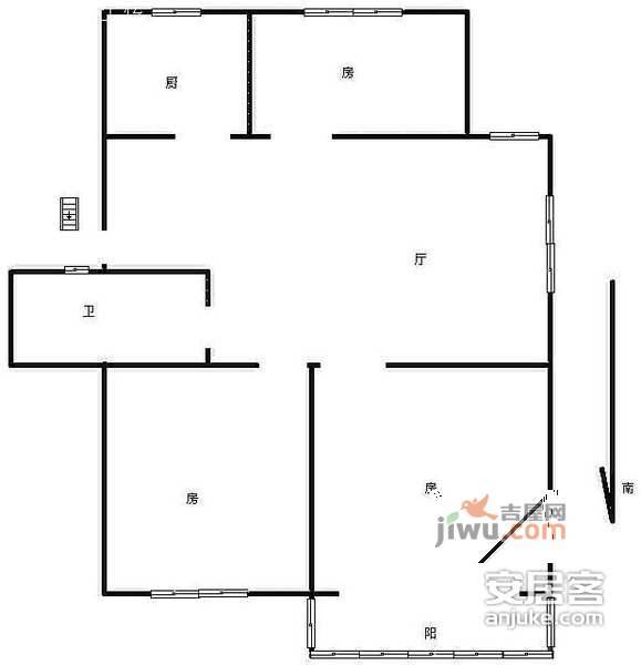 天河西苑3室1厅1卫72㎡户型图