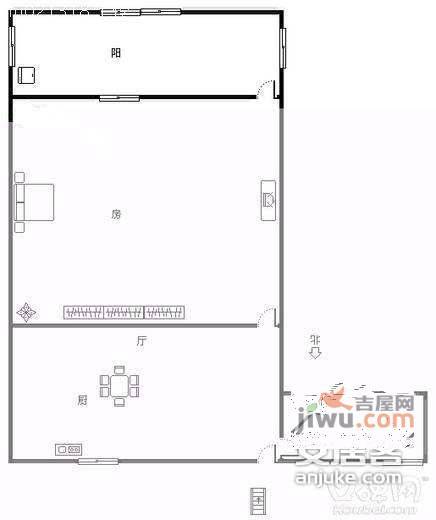 文二路小区1室1厅1卫35㎡户型图