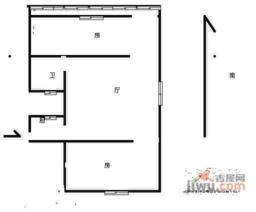 文二路小区2室1厅1卫80㎡户型图