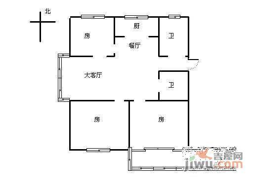 锦昌文华苑3室2厅1卫115㎡户型图