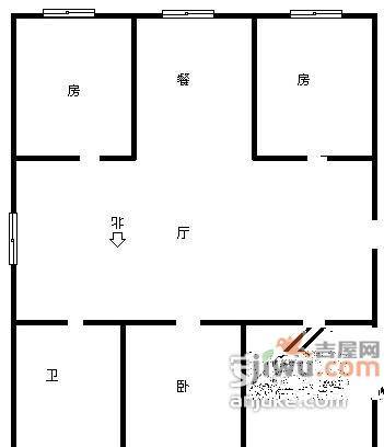 锦昌文华苑3室1厅1卫128㎡户型图