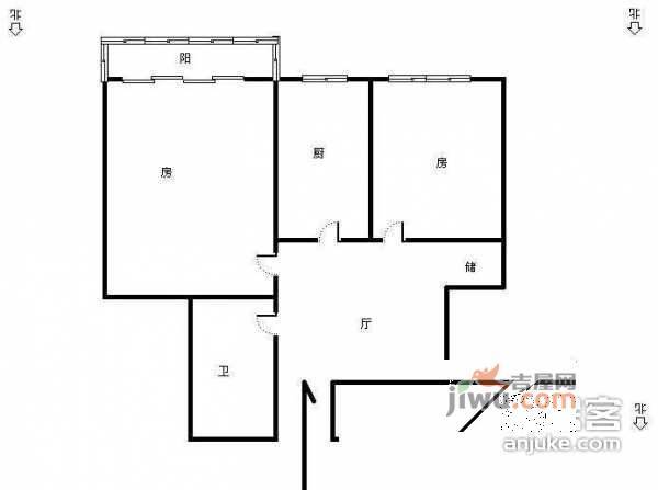 锦绣文澜阁2室1厅1卫80㎡户型图