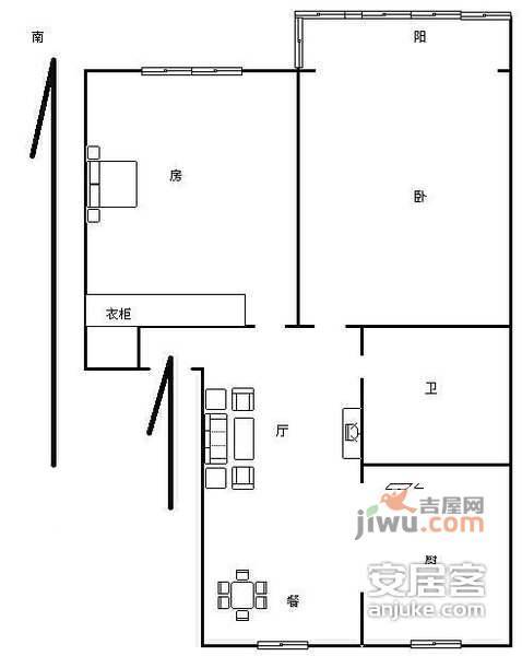 假山新村2室2厅1卫83㎡户型图