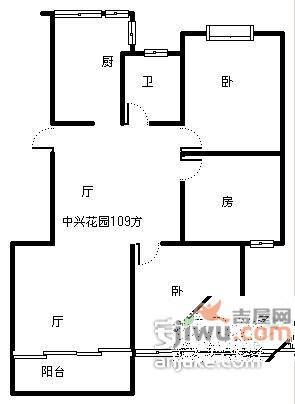 中兴花园3室2厅1卫109㎡户型图