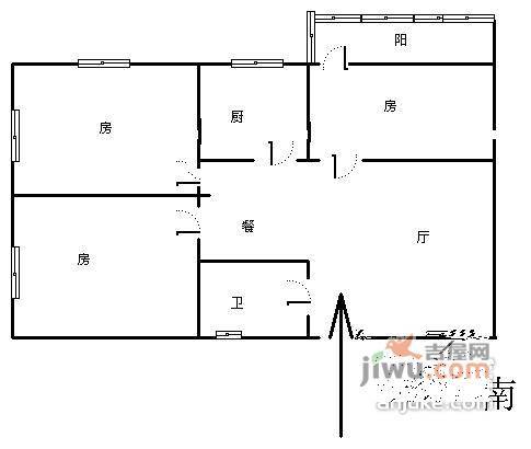 濮家东村3室2厅1卫110㎡户型图