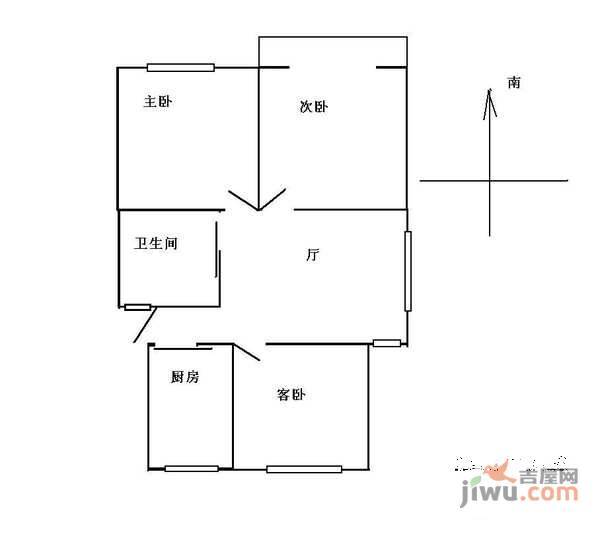 现代景苑3室1厅1卫户型图