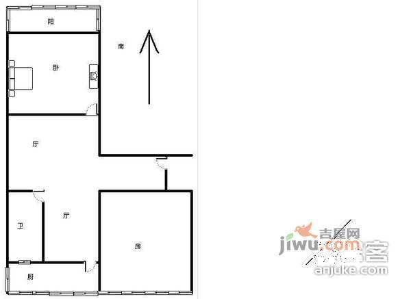 信义坊小区2室1厅1卫110㎡户型图