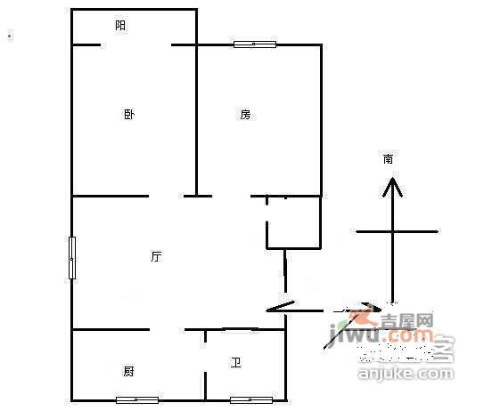 信义坊小区2室1厅1卫110㎡户型图