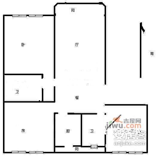 信鸿花园北区3室2厅2卫130㎡户型图