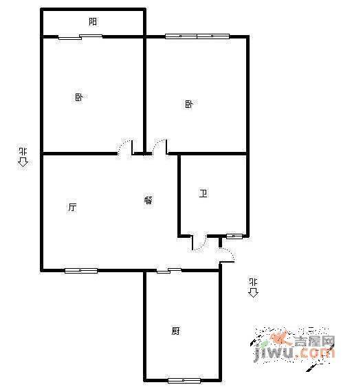 信鸿花园北区2室1厅1卫850㎡户型图