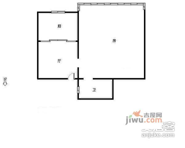 信鸿花园北区1室1厅1卫56㎡户型图