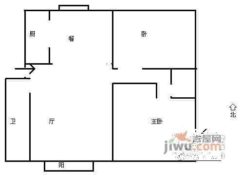 怡景花城2室2厅2卫107㎡户型图