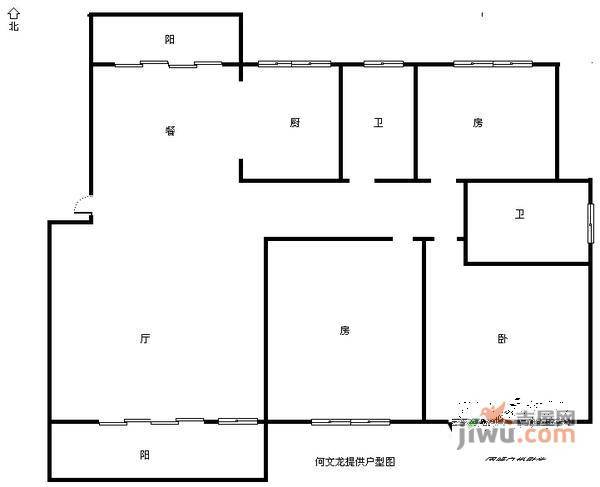 怡景花城3室2厅1卫104㎡户型图