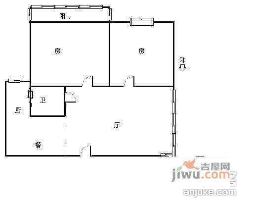 钱江湾花园2室2厅1卫113㎡户型图