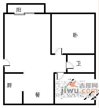 钱江湾花园2室1厅1卫68㎡户型图