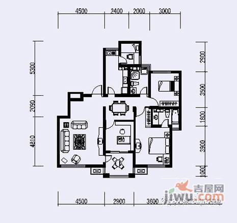 钱江湾花园5室2厅3卫200㎡户型图