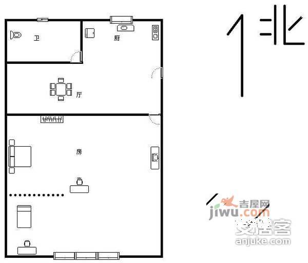 金祝新村1室1厅1卫46㎡户型图