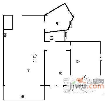 贺田尚城2室1厅1卫53㎡户型图