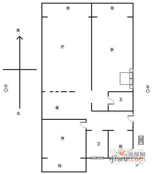 紫金庭园2室2厅2卫112㎡户型图