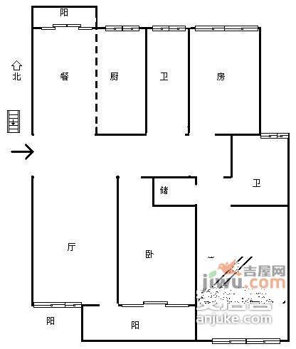 西园凤都苑3室2厅2卫130㎡户型图