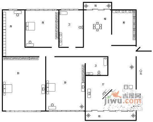 紫桂花园4室2厅2卫240㎡户型图