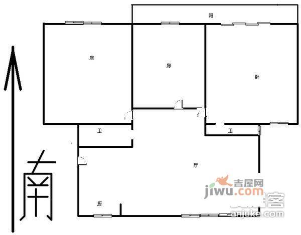 紫桂花园3室2厅2卫180㎡户型图